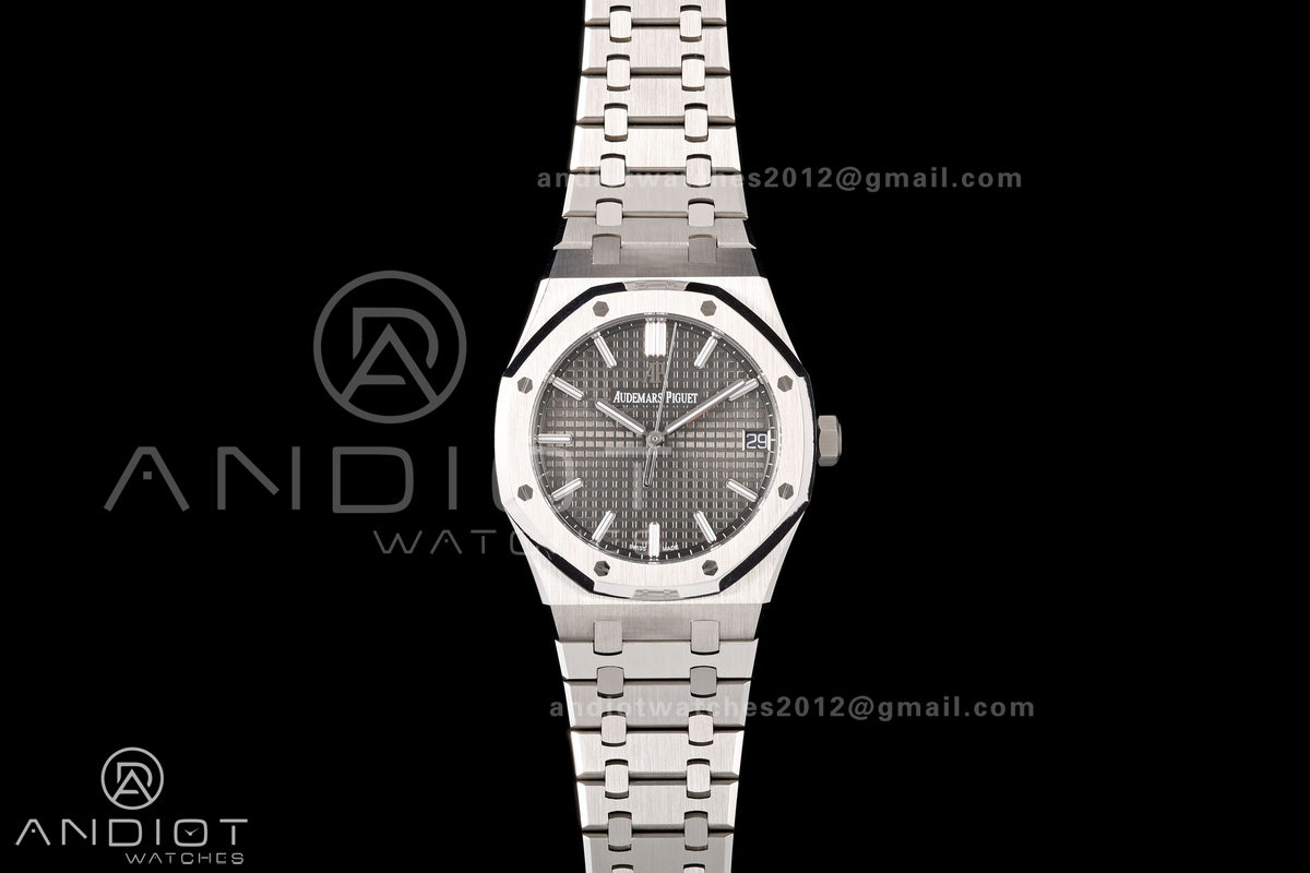Royal Oak 15500 SS OCTA 1:1 Best Edition Gray Dial on SS Bracelet JH4302 Super Clone (Free Sprung)
